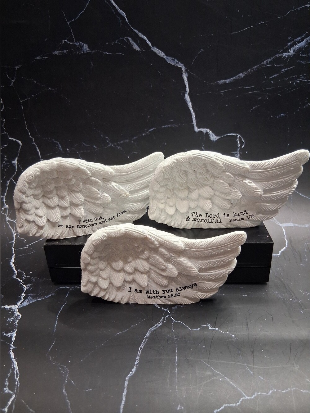 Forgiven & Free Angel Wing 4" Polyresin Table Top Decor Set of 3 NWT
